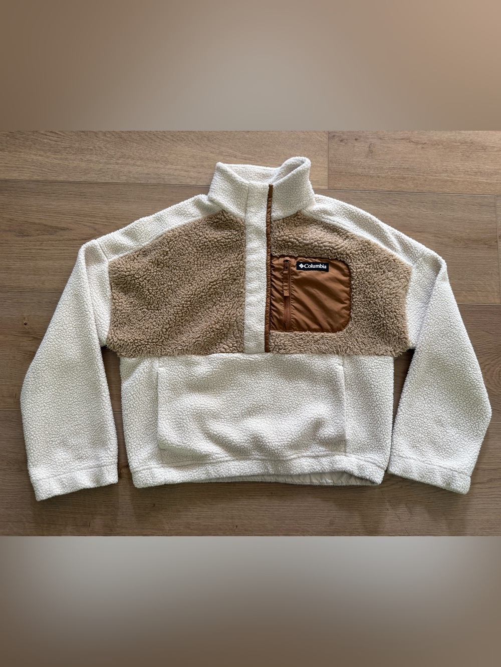 Columbia Lodge Sherpa Half Snap Pullover Jacket Dove Sea Salt Crushed Clay Small